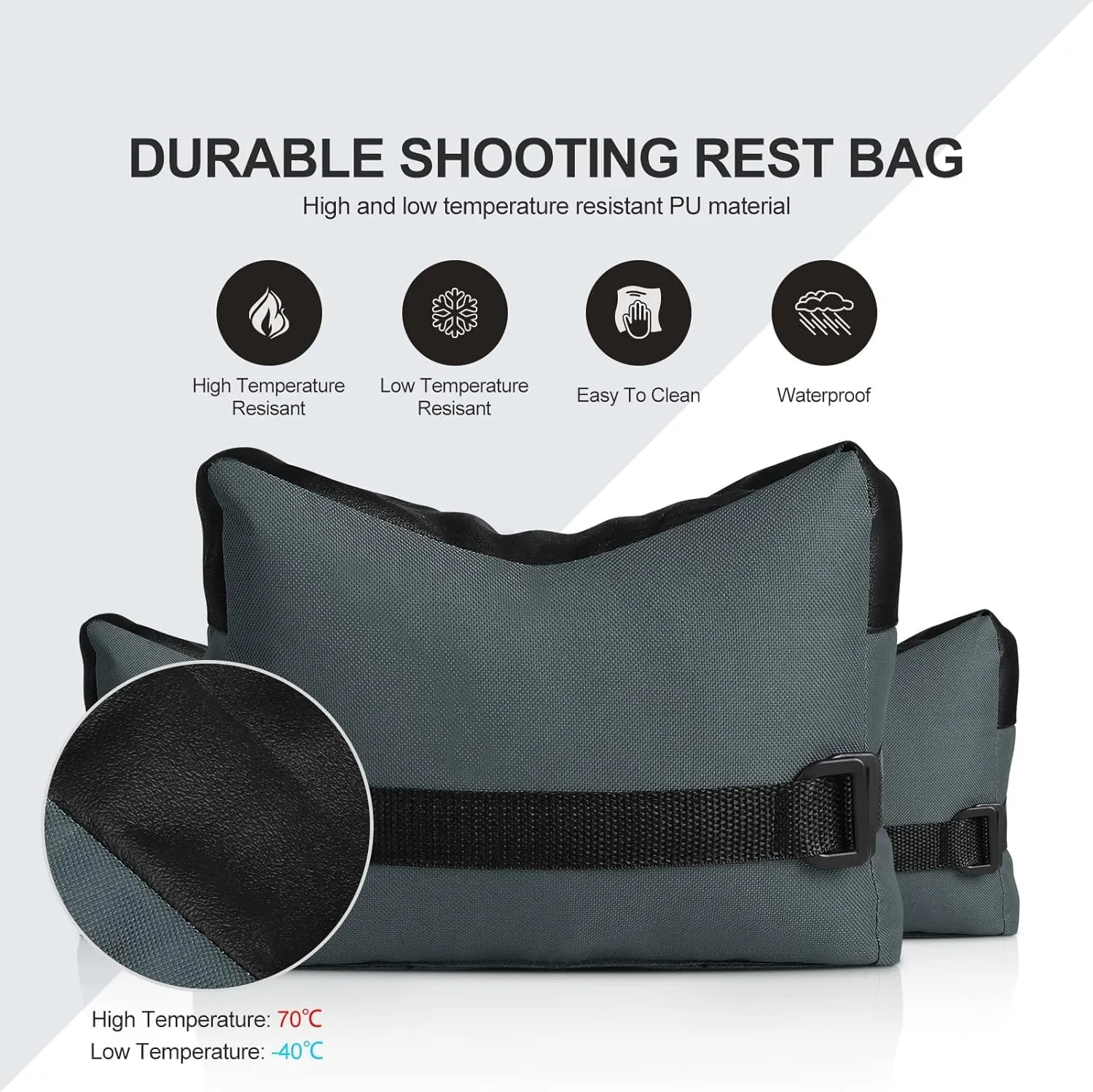 Twod Outdoor Shooting Rest Bags - Target Sports Bench Rest with Front & Rear Support SandBag Stand Holders for Gun Rifle Shooting Hunting Photography - Unfilled