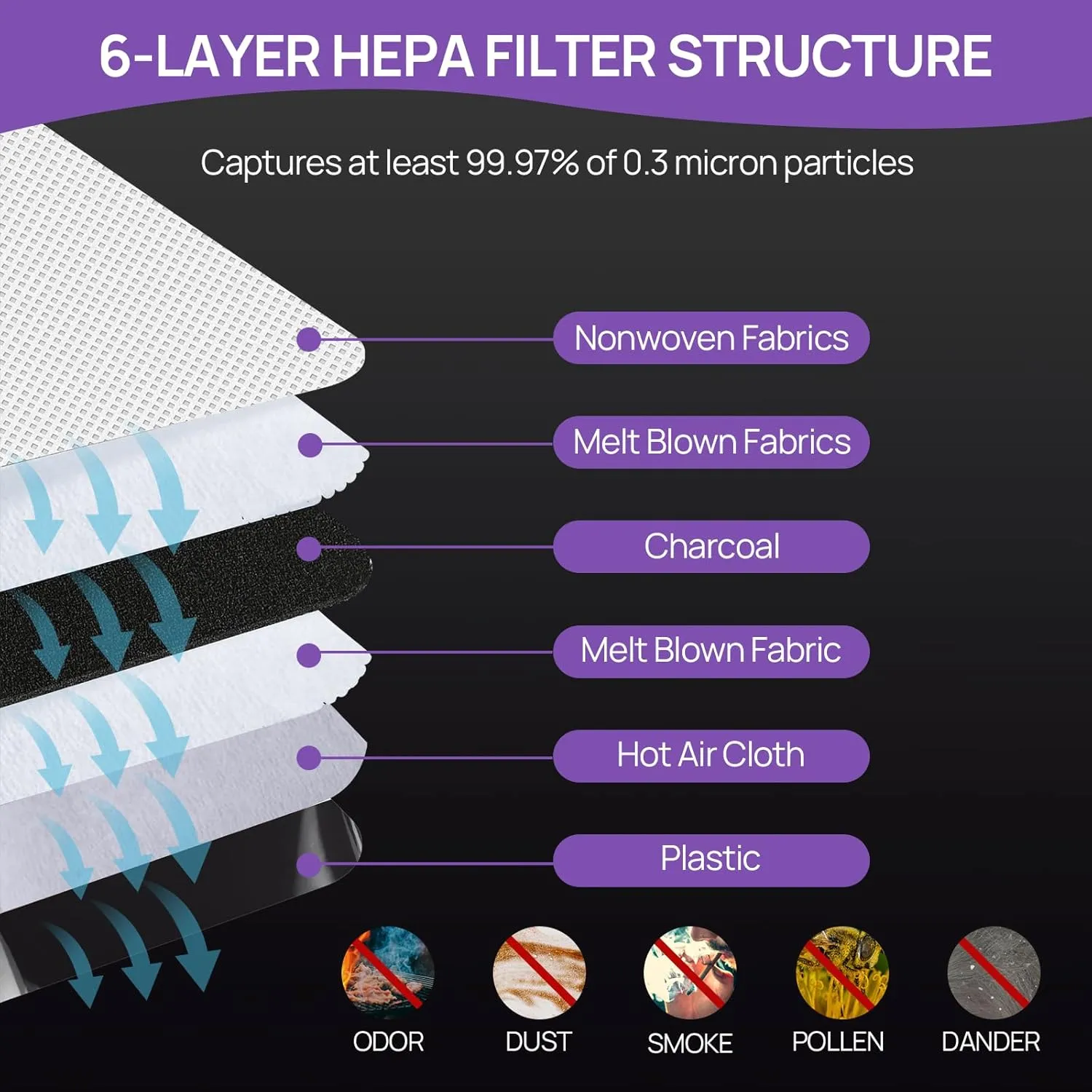 Type CC HEPA Upright Vacuum Cleaner Bags Replace Part AK1CC6H Compatible with Oreck Elevate Vacuum Models X3, X5, XL7, XL21, 2000, 3000, 4000, 8000, 9000 Series, 6 Pack, Purple