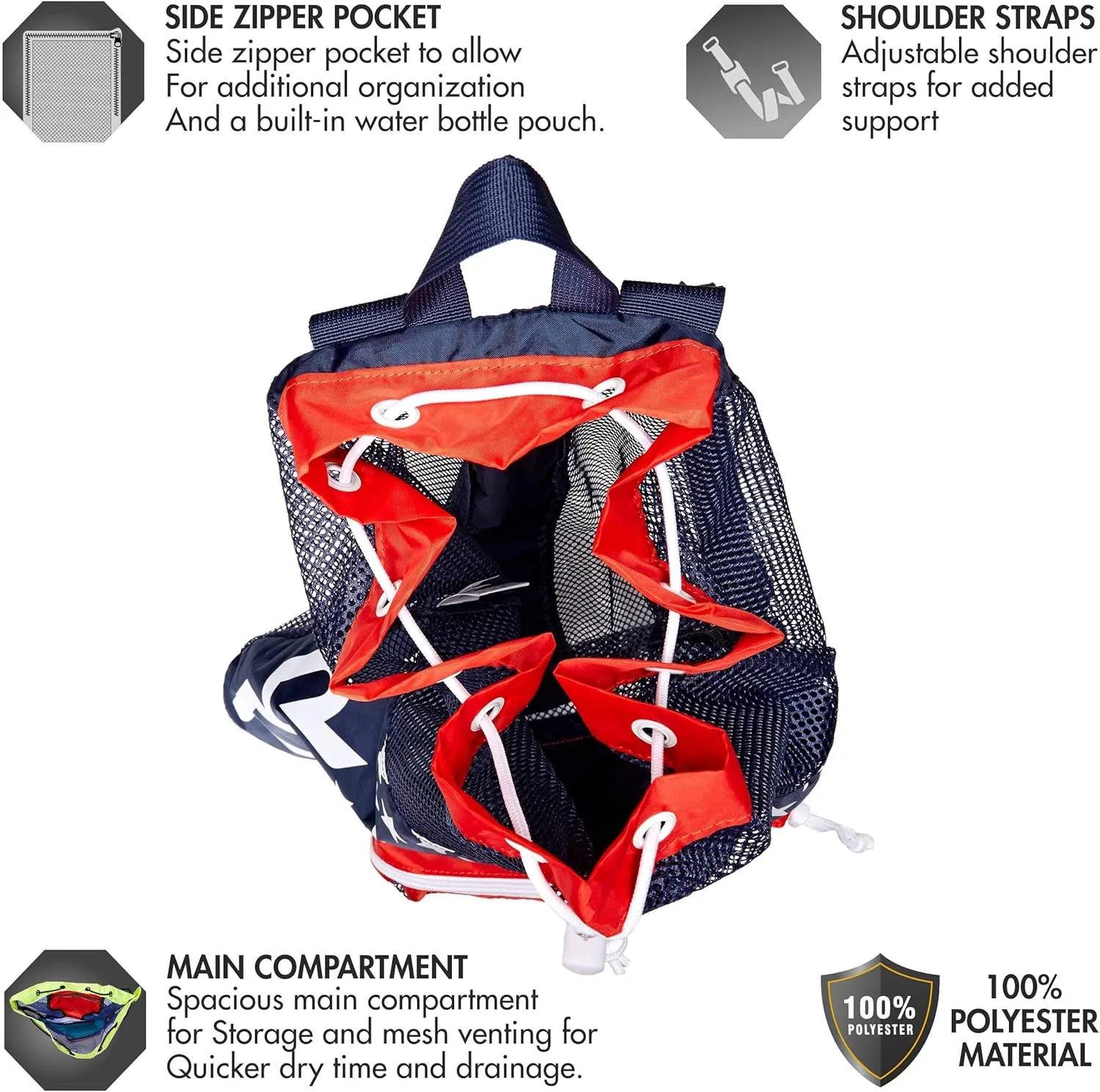 TYR Big Mesh Mummy Backpack, Red/Navy, Medium