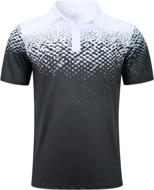 uideazone Mens Golf Shirt Dry Fit Athletic Polo Shirts Moisture Wicking Performance 3D Print Short Sleeve