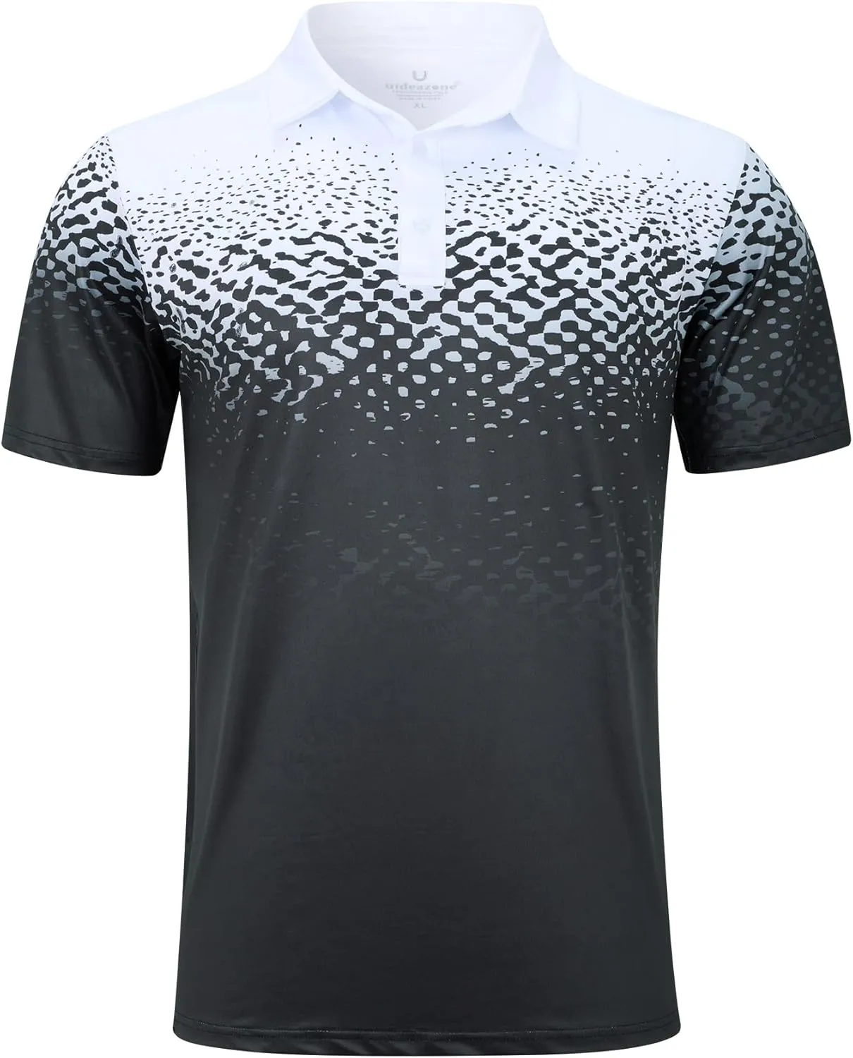 uideazone Mens Golf Shirt Dry Fit Athletic Polo Shirts Moisture Wicking Performance 3D Print Short Sleeve