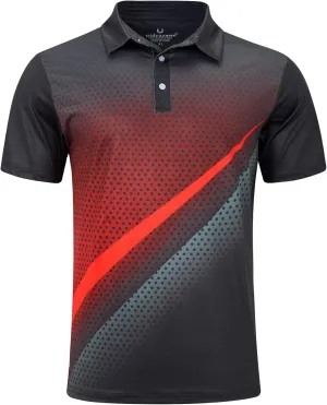 uideazone Mens Golf Shirt Dry Fit Athletic Polo Shirts Moisture Wicking Performance 3D Print Short Sleeve