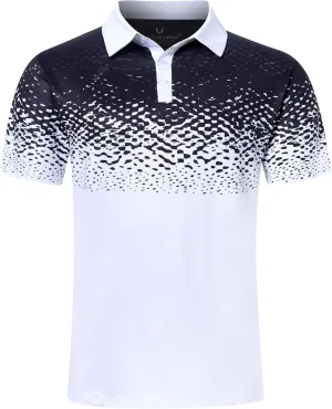 uideazone Mens Golf Shirt Dry Fit Athletic Polo Shirts Moisture Wicking Performance 3D Print Short Sleeve