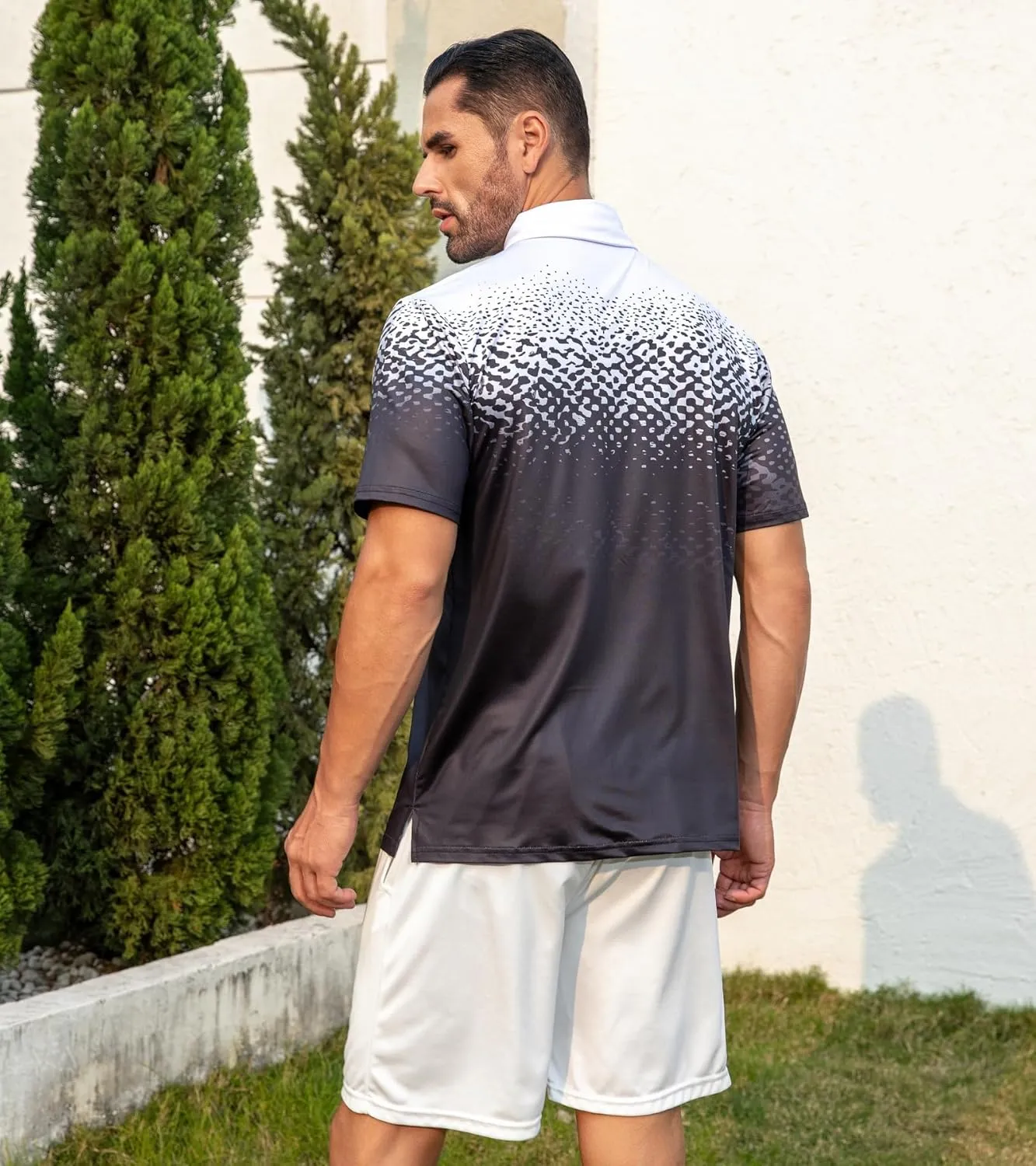 uideazone Mens Golf Shirt Dry Fit Athletic Polo Shirts Moisture Wicking Performance 3D Print Short Sleeve