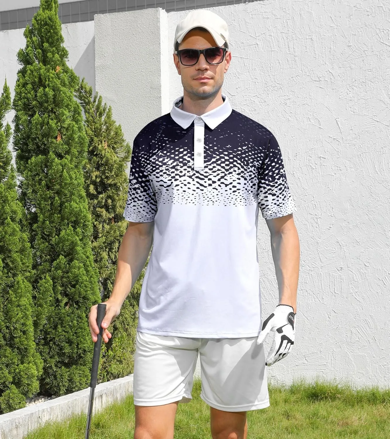 uideazone Mens Golf Shirt Dry Fit Athletic Polo Shirts Moisture Wicking Performance 3D Print Short Sleeve