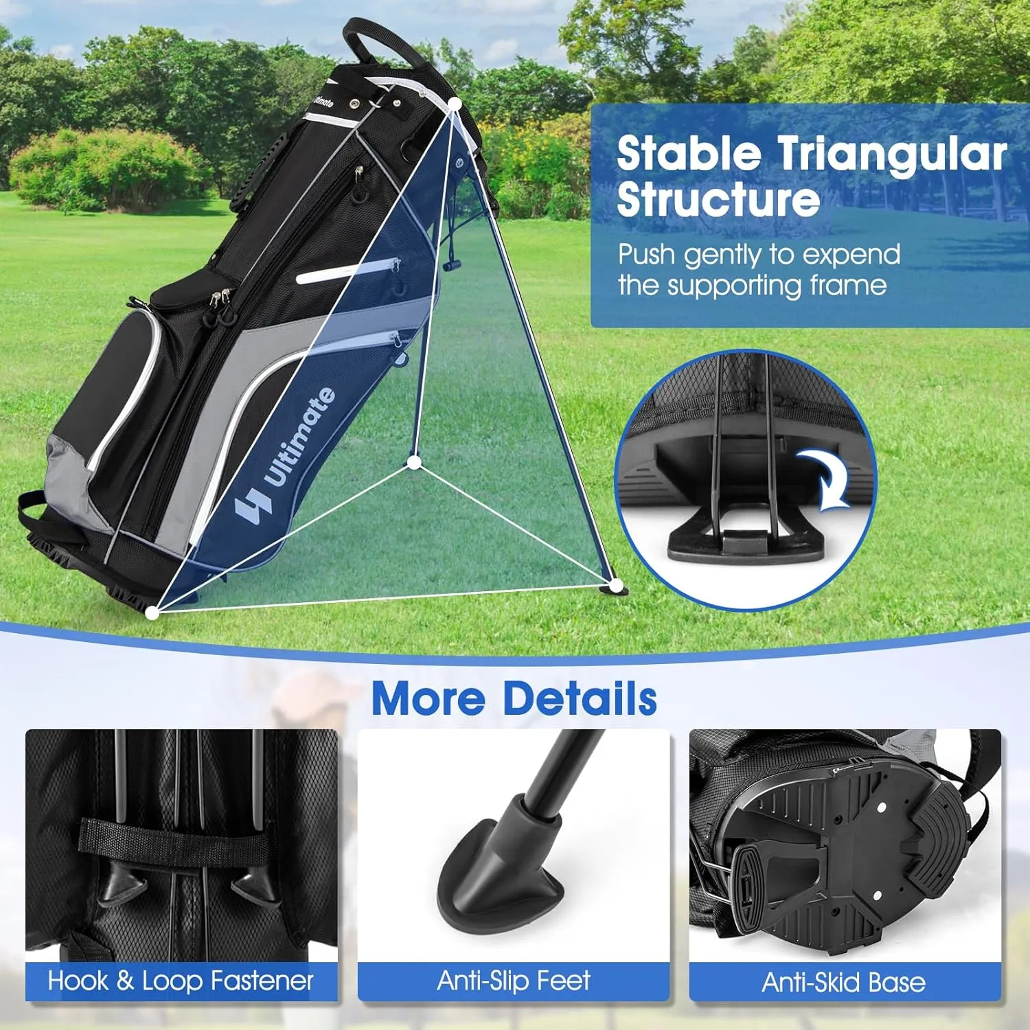 ULTIMATE 14-Way Golf Stand Bag, Portable Golf Bag w/ 6 Pockets,Cooler Bag & Waterproof Valuable Pocket, Rain Hood, Ergonomic Dual Strap System & Carrying Handles, 5 LBS Lightweight for Adults