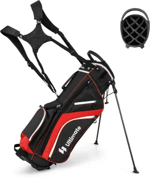 ULTIMATE 14-Way Golf Stand Bag, Portable Golf Bag w/ 6 Pockets,Cooler Bag & Waterproof Valuable Pocket, Rain Hood, Ergonomic Dual Strap System & Carrying Handles, 5 LBS Lightweight for Adults