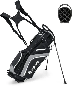 ULTIMATE 14-Way Golf Stand Bag, Portable Golf Bag w/ 6 Pockets,Cooler Bag & Waterproof Valuable Pocket, Rain Hood, Ergonomic Dual Strap System & Carrying Handles, 5 LBS Lightweight for Adults