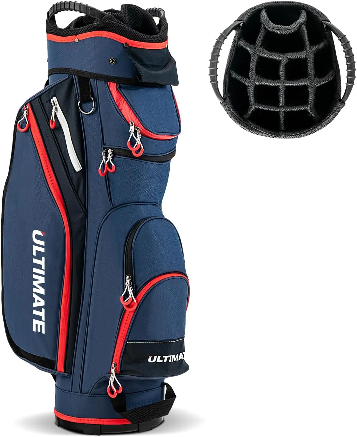 ULTIMATE Golf Cart Bag, 14 Way Top Dividers Golf Carry Bag w/Pockets & Umbrella Holder, Portable Golf Club Bag w/Soft Shoulder Strap & Rain Hood, Lightweight Golf Bag for Women & Men