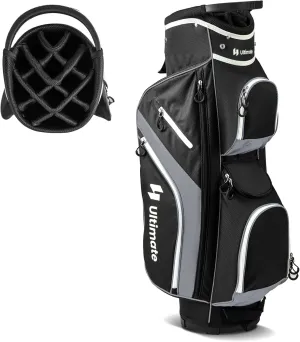 ULTIMATE Golf Cart Bag with 14-Way Top Dividers, Golf Club Bag w/ 9 Pockets incl. Cooler Bag, Rain Hood/Dust Cover, Detachable Shoulder Strap & Carry Handles, Lightweight for Men & Women