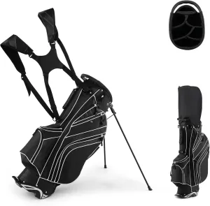 ULTIMATE Golf Stand Bag, 6 Way Top Dividers Golf Bag w/Pockets & Cooler Bag, Lightweight Portable Golf Club Bag w/Dual Shoulder Strap & Rain Hood, Golf Carry Bag for Women & Men