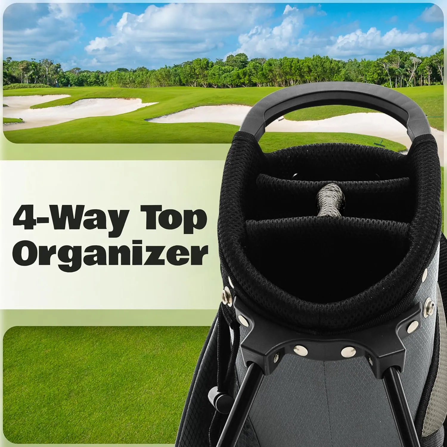 Ultra-Lite Golf Stand Bag - 3 Lbs, 4 Way Divider Portable Golf Carry Bag, Golf Club Bag with Rain Hood, Water-Repellent Golf Travel Case - Golf Gifts for Men and Women