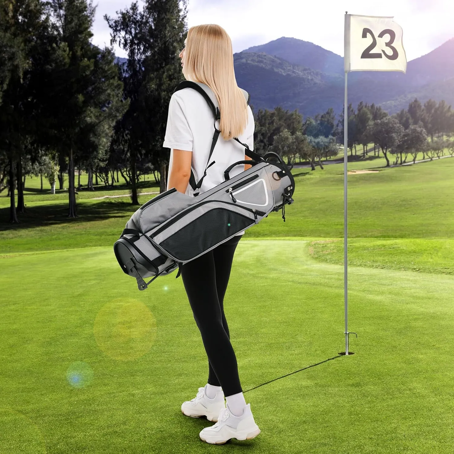 Ultra-Lite Golf Stand Bag - 3 Lbs, 4 Way Divider Portable Golf Carry Bag, Golf Club Bag with Rain Hood, Water-Repellent Golf Travel Case - Golf Gifts for Men and Women