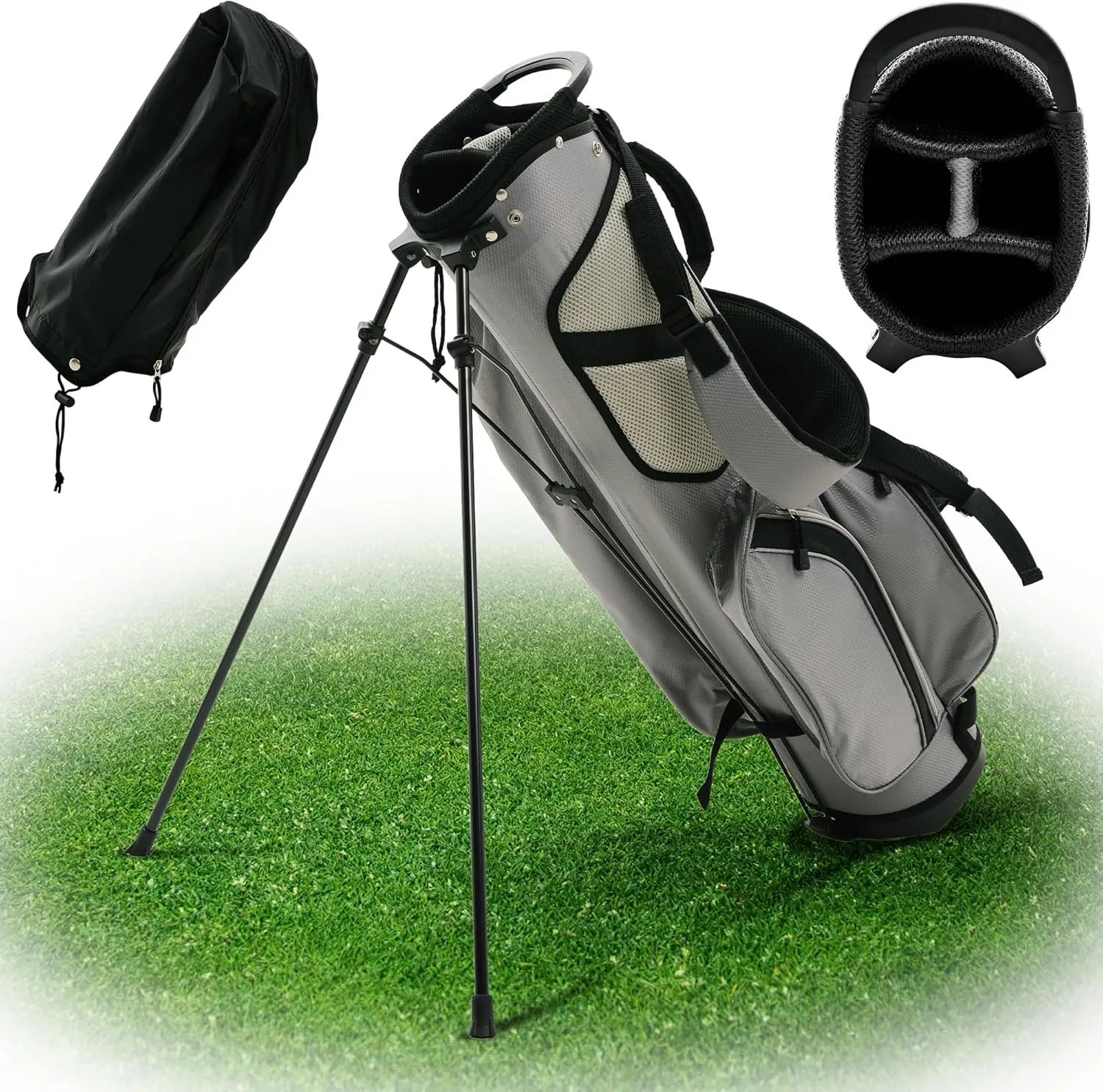 Ultra-Lite Golf Stand Bag - 3 Lbs, 4 Way Divider Portable Golf Carry Bag, Golf Club Bag with Rain Hood, Water-Repellent Golf Travel Case - Golf Gifts for Men and Women
