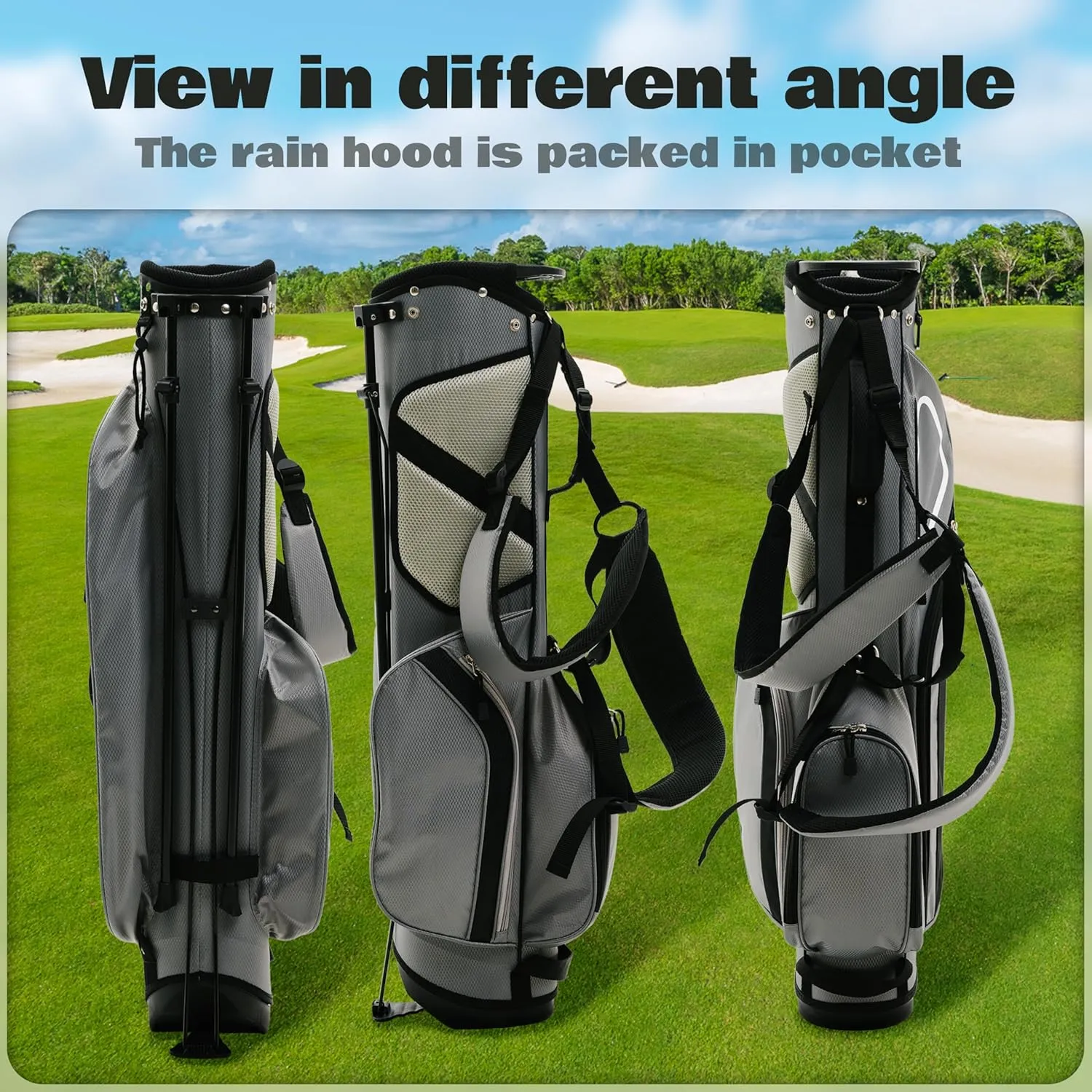 Ultra-Lite Golf Stand Bag - 3 Lbs, 4 Way Divider Portable Golf Carry Bag, Golf Club Bag with Rain Hood, Water-Repellent Golf Travel Case - Golf Gifts for Men and Women