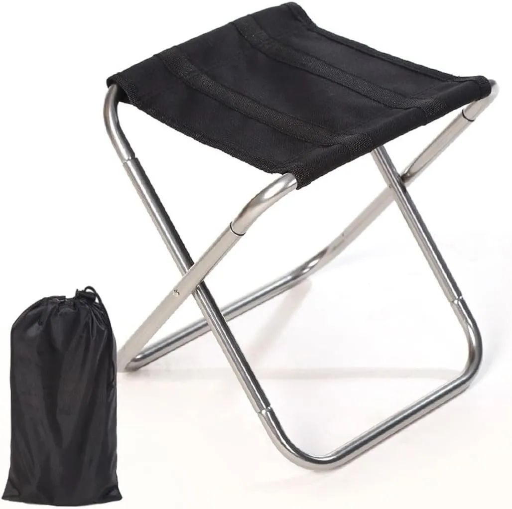 Ultralight Portable Folding Camping Stool with Carry Bag for Outdoor Fishing Hiking Backpacking Travelling (Silver)