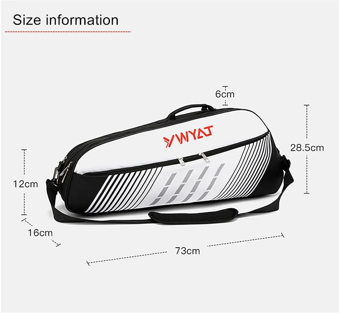 UNISTRENGH 3 Racket Tennis Bag Attached Adjustable Detachable Shoulder Strap, Unisex Super Roomy Lightweight Waterproof Racquet Bag for Tennis, Badminton