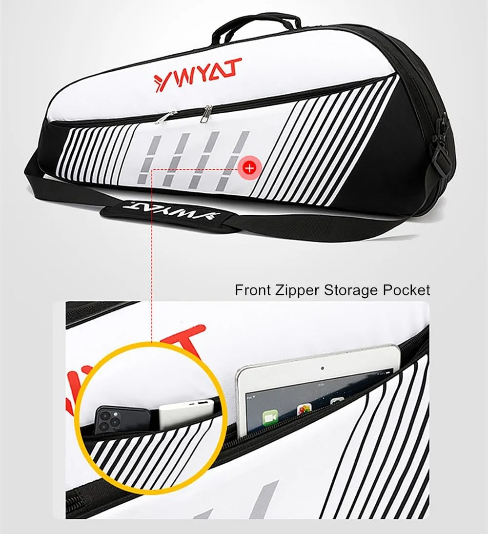UNISTRENGH 3 Racket Tennis Bag Attached Adjustable Detachable Shoulder Strap, Unisex Super Roomy Lightweight Waterproof Racquet Bag for Tennis, Badminton