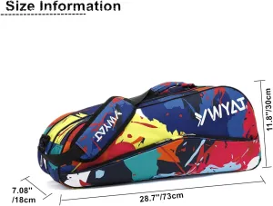 UNISTRENGH Badminton Racket Bag Waterproof Tennis Racquet Single Shoulder Bags 3 to 6 Racquet Tote Pack for Men Women Youth and Adult