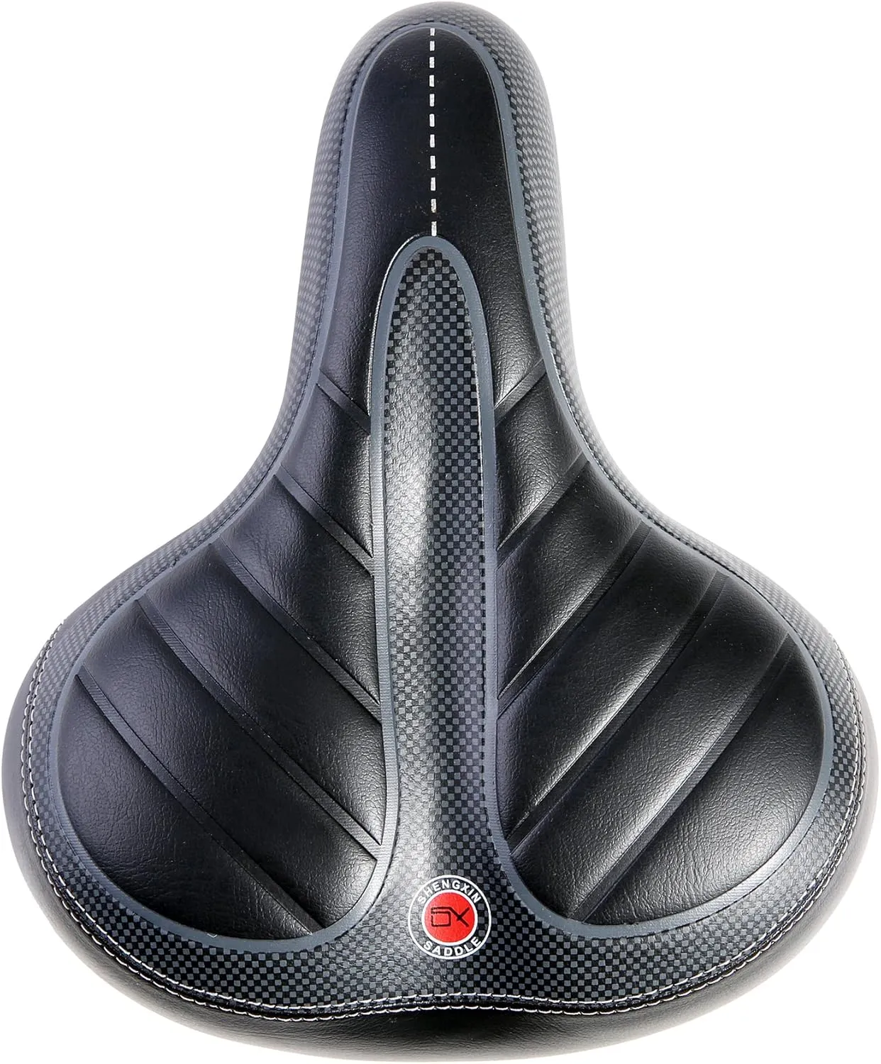 UNISTRENGH Comfortable Bike Seat for Men and Women - Oversize Bicycle Saddle with Safety Reflective Tape Soft Cushion Fit for Mountain Bike, Road Bicycle, Hybrid, Cruiser and Stationary Exercise Bike