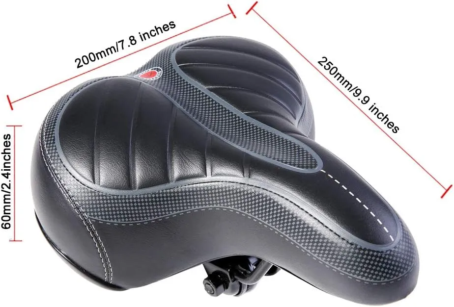 UNISTRENGH Comfortable Bike Seat for Men and Women - Oversize Bicycle Saddle with Safety Reflective Tape Soft Cushion Fit for Mountain Bike, Road Bicycle, Hybrid, Cruiser and Stationary Exercise Bike