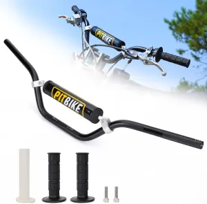 Universal 7/8 Inch 22mm Dirt Bike Handlebars, Upgraded Pit Bike Handlebar with Foam Pad and Anti-slip Handlebar Grips for Motocross CRF YZF KXF KLX RMZ DRZ Pit Dirt Bike ATV Quad - Black
