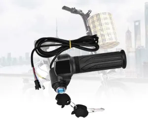 Universal Electric Handlebar Grips, 1 Pair Waterproof LCD Battery Voltage Display Twist Throttle Grips with Lock Function for E-Bike, Scooter