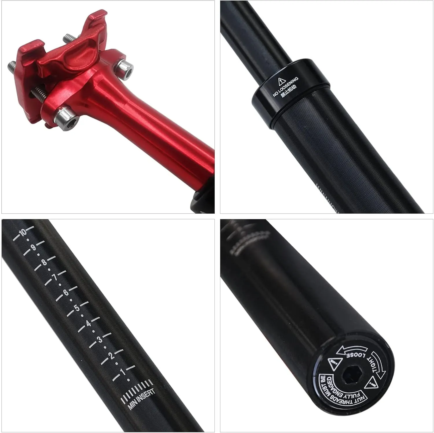 UPANBIKE Bike Suspension Seatpost 400mm Length φ27.2mm 28.6mm 30.9mm 31.6mm Shock Absorber Seat Post for Mountain Bike Seat Post BMX Road Bike