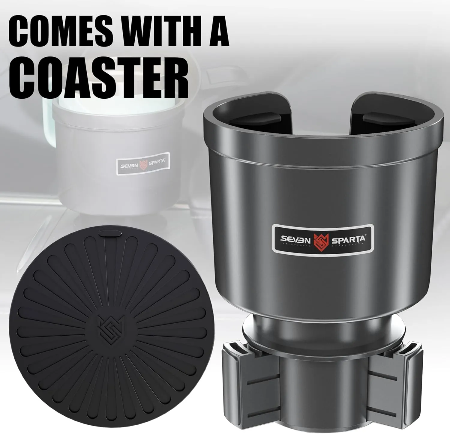 Upgraded Car Cup Holder Expander Adapter with Offset Adjustable Base, Compatible with Yeti 14/24/36/46oz Ramblers, Hydro Flasks 32/40oz, Other Large Bottles Mugs in 3.5"-4.0", Silver 1 Pack