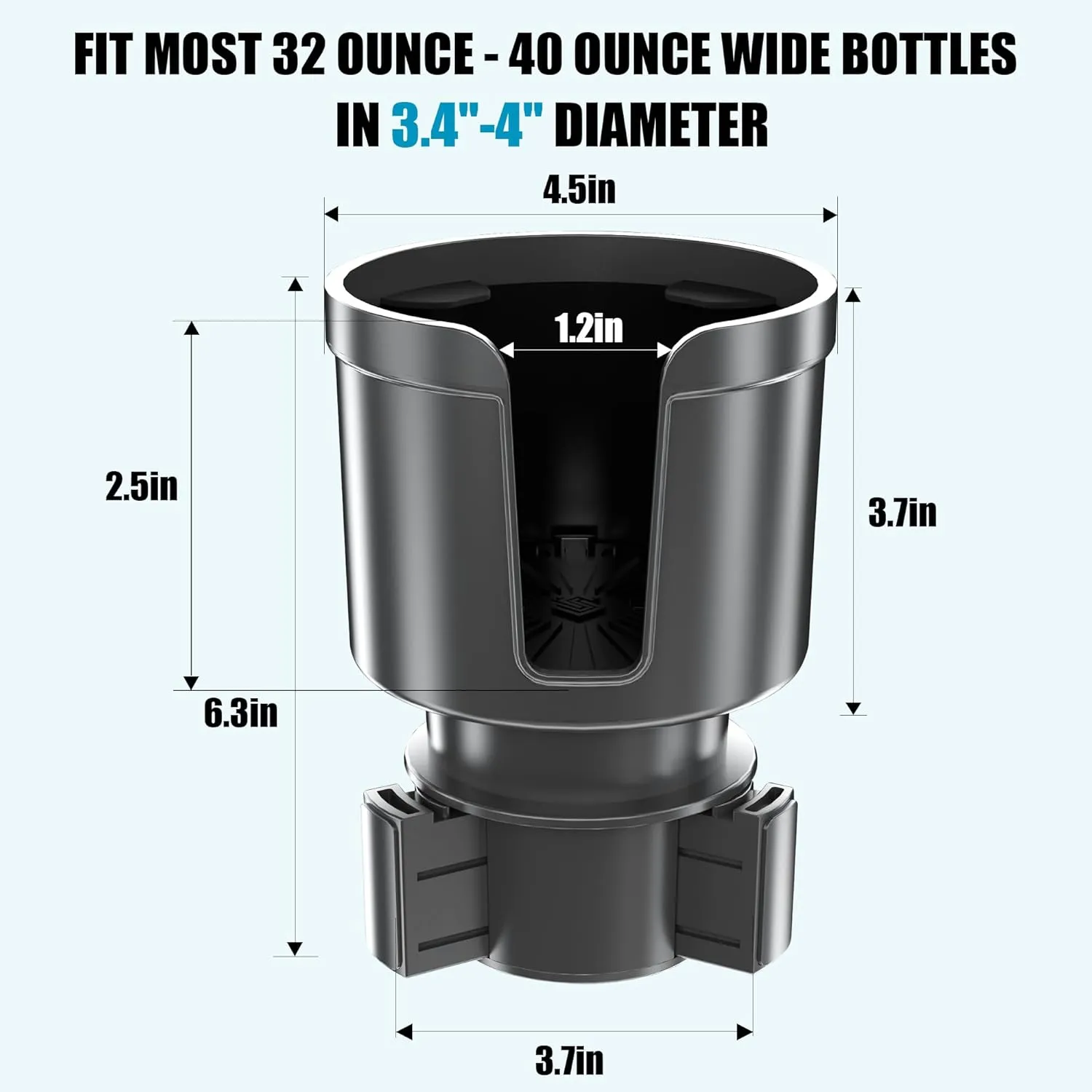 Upgraded Car Cup Holder Expander Adapter with Offset Adjustable Base, Compatible with Yeti 14/24/36/46oz Ramblers, Hydro Flasks 32/40oz, Other Large Bottles Mugs in 3.5"-4.0", Silver 1 Pack