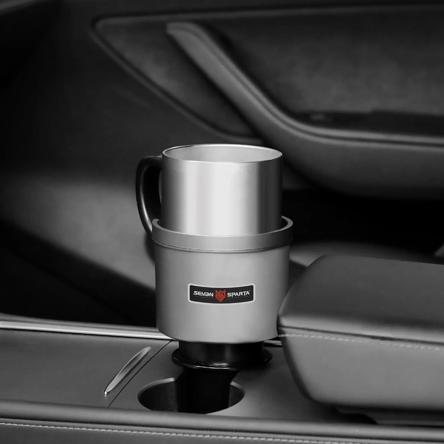 Upgraded Car Cup Holder Expander Adapter with Offset Adjustable Base, Compatible with Yeti 14/24/36/46oz Ramblers, Hydro Flasks 32/40oz, Other Large Bottles Mugs in 3.5"-4.0", Silver 1 Pack