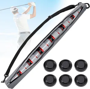 Upgraded Golf Beer Sleeve with 6 Ice Pucks-7 Cans Beer Cooler Sleeves for Golf Bags, Great Gift for Men Golfers Accessories