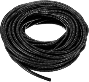 uxcell 3/8 Inch x 100 Ft Split Wire Loom Tubing, Guard Convoluted Flex, Protective Split Cable Conduit, Flexible Wire Protector Tubing, Electrical Cord Cover, Black
