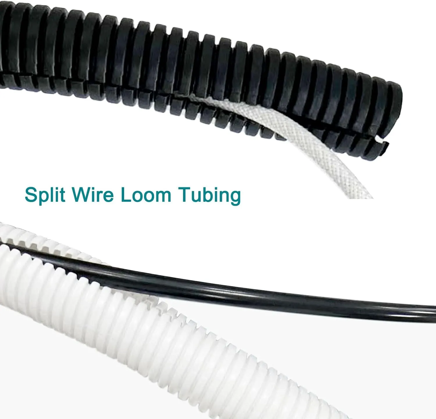 uxcell 3/8 Inch x 100 Ft Split Wire Loom Tubing, Guard Convoluted Flex, Protective Split Cable Conduit, Flexible Wire Protector Tubing, Electrical Cord Cover, Black