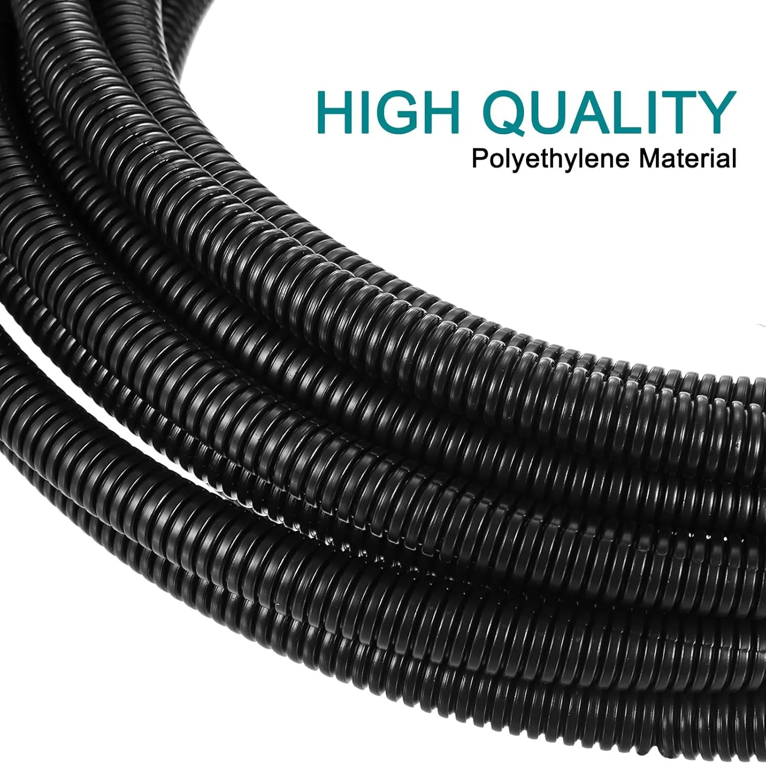 uxcell 3/8 Inch x 100 Ft Split Wire Loom Tubing, Guard Convoluted Flex, Protective Split Cable Conduit, Flexible Wire Protector Tubing, Electrical Cord Cover, Black