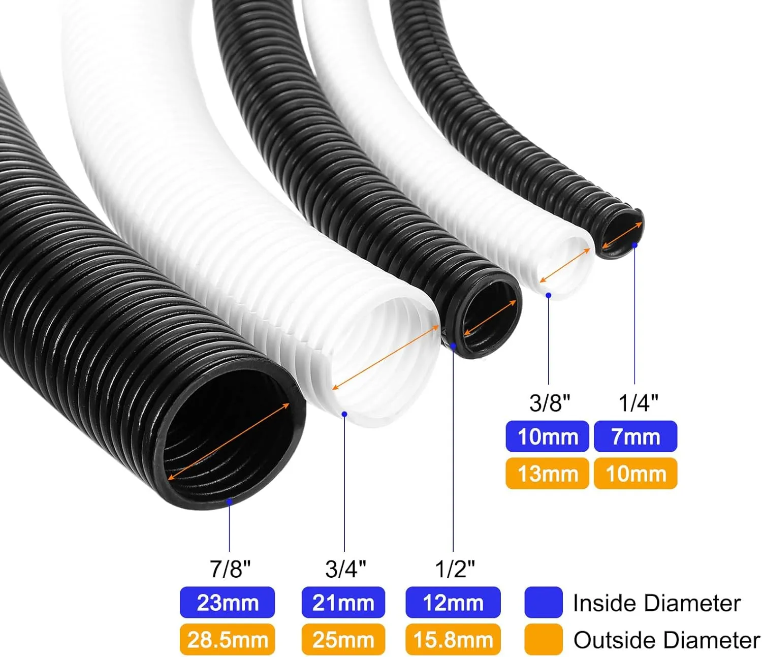 uxcell 3/8 Inch x 100 Ft Split Wire Loom Tubing, Guard Convoluted Flex, Protective Split Cable Conduit, Flexible Wire Protector Tubing, Electrical Cord Cover, Black