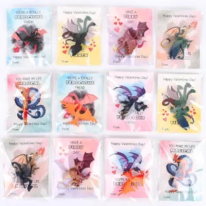 Valentines Cards for Kids Classroom - 36 Sets Dragon Valentines Day Exchange Gifts with Greeting Cards & Plastic Dragon Figures for Class School Boys Girls Children