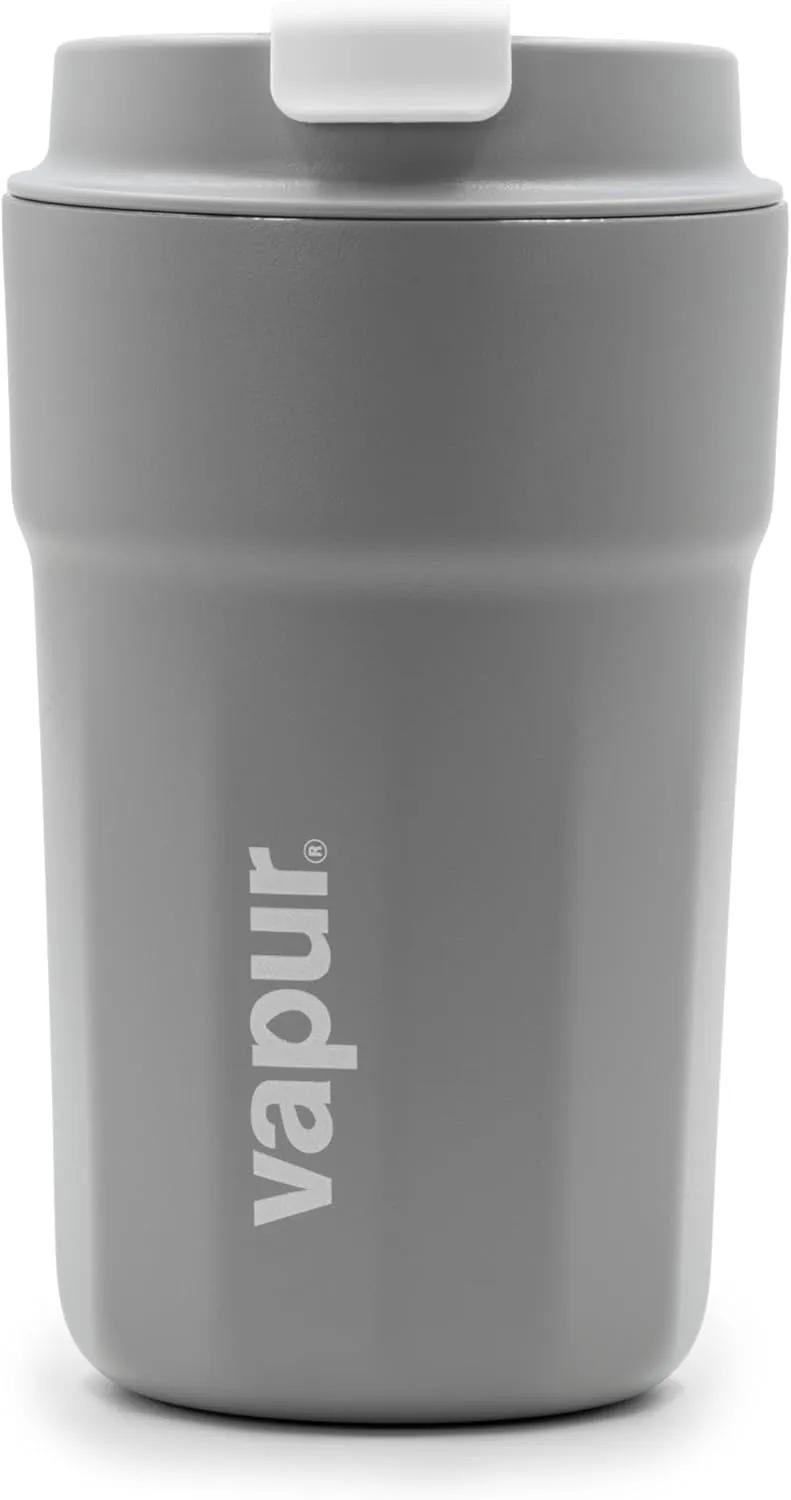 Vapur Flip Top Lid All Purpose Reusable Insulated Tumbler Cup, Keeps Drinks Cold or Hot, Hydration On The Go, Ideal for Traveling, Fits in Cup Holder, 12 Ounce, Graphite Grey, Pack of 1