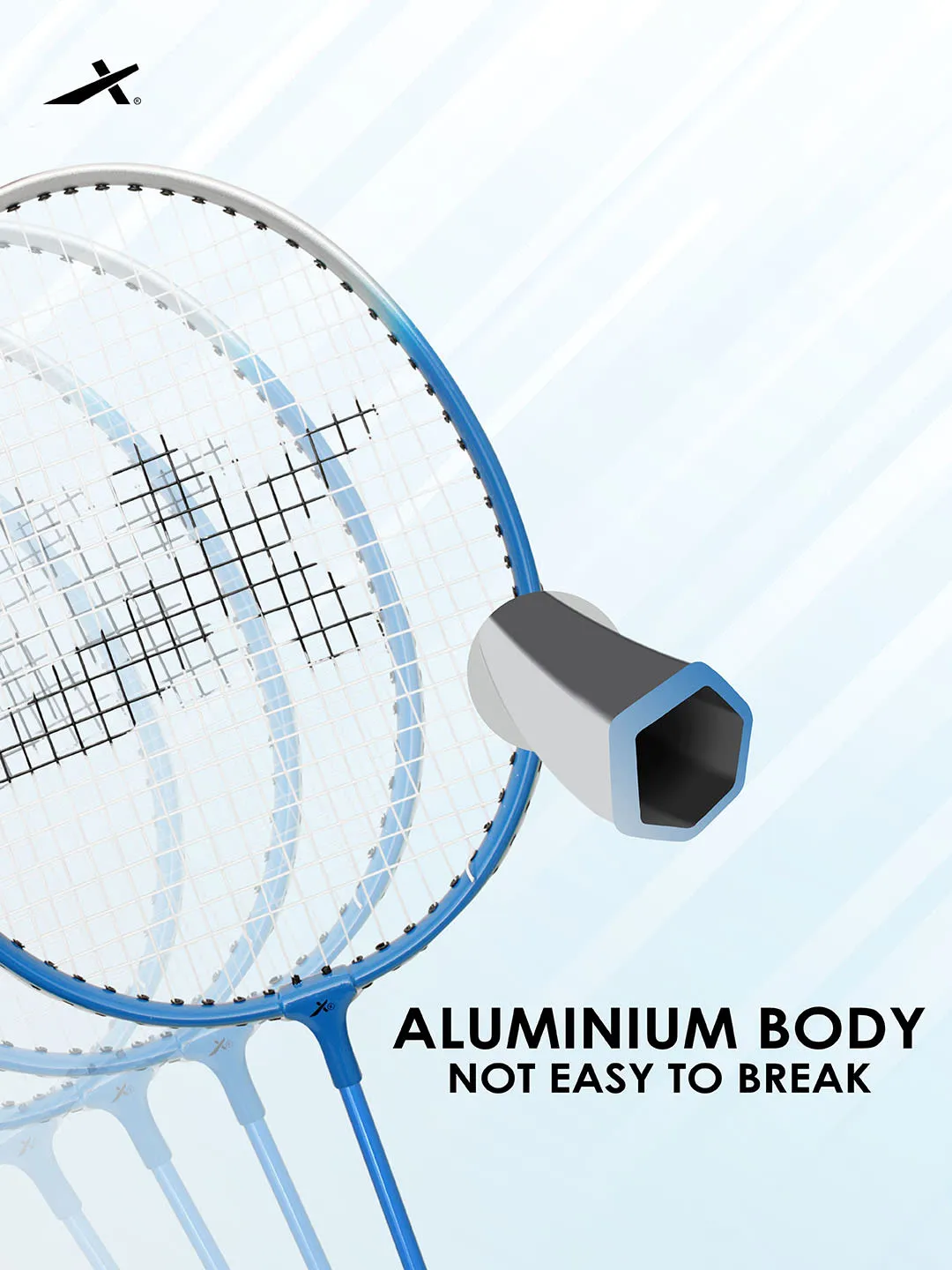 VECTOR X VXB-140 2 Racquet With Shuttle Full Cover Blue Strung G1 Badminton Racquet (Pack of 2)
