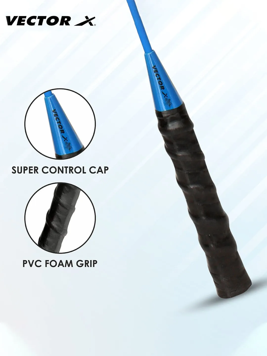 VECTOR X VXB-140 2 Racquet With Shuttle Full Cover Blue Strung G1 Badminton Racquet (Pack of 2)