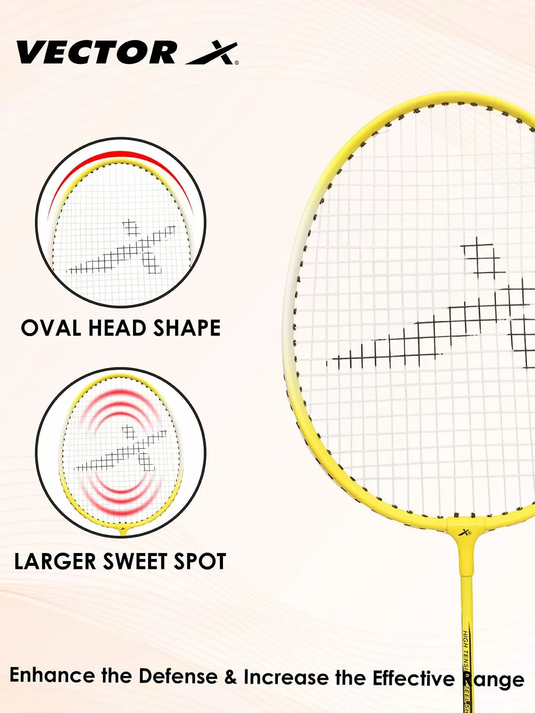 VECTOR X VXB-150 3-4TH Cover Yellow Strung G1 Badminton Racquet