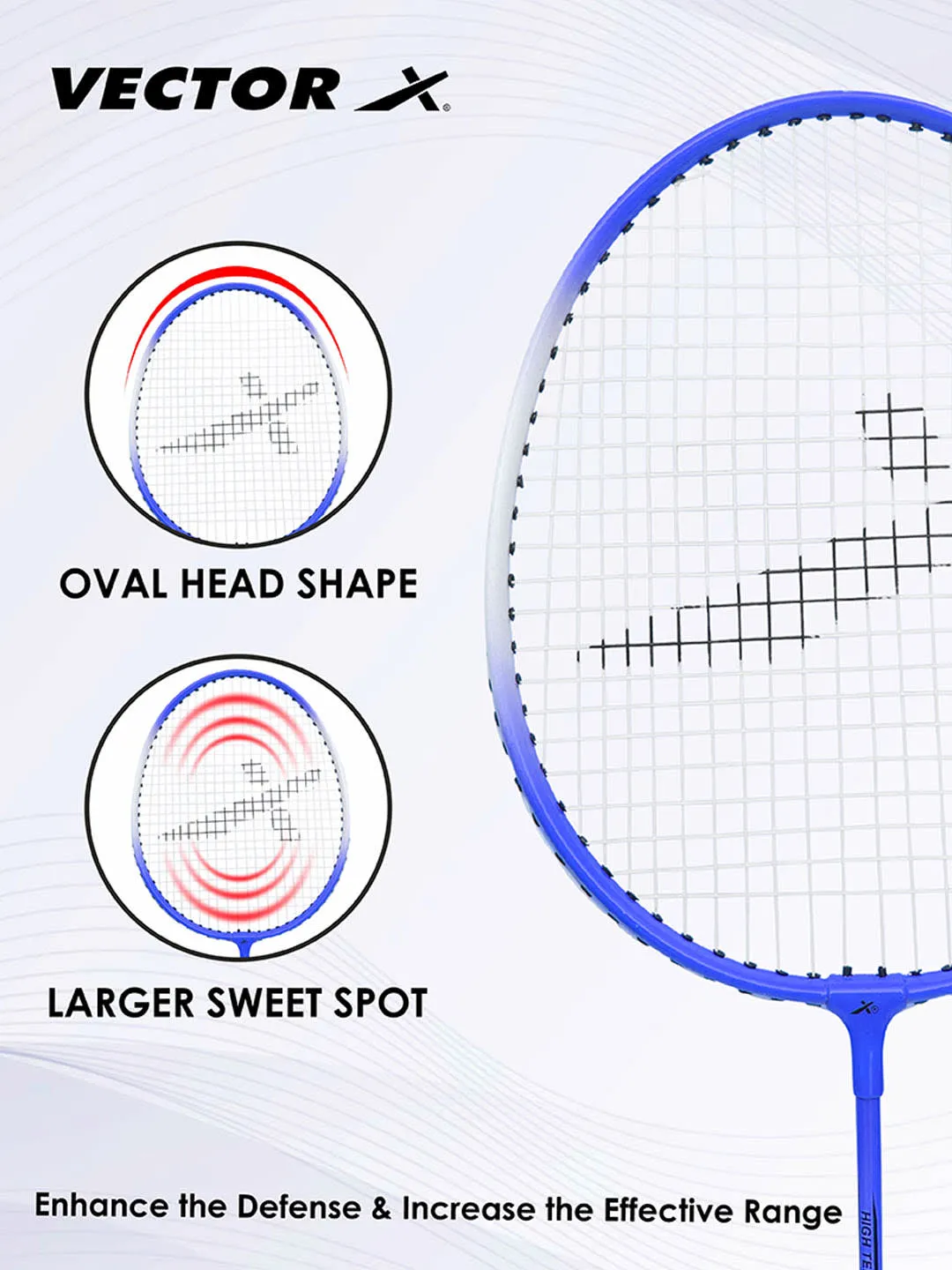 VECTOR X VXB-150-Full Set of 2 Racquets Blue Strung G1 Badminton Racquet (Pack of 2)
