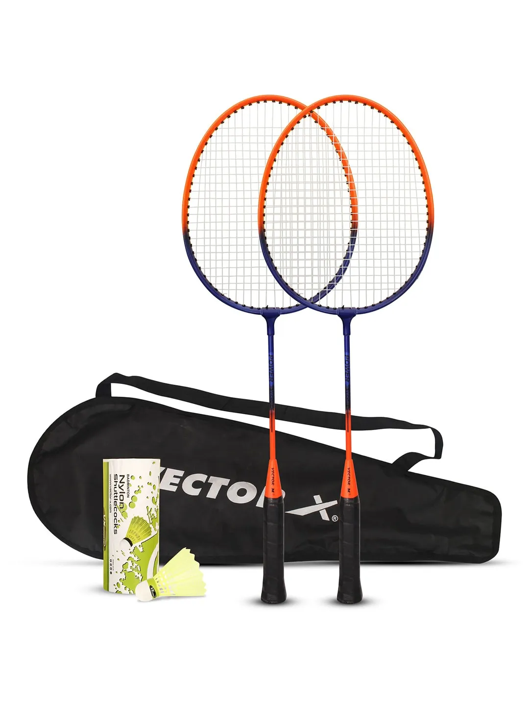 VECTOR X VXB-580 24 inches 2 Racquet & Shuttle Set With Full Cover Orange Strung G4  Badminton Racquet (Pack of 2)
