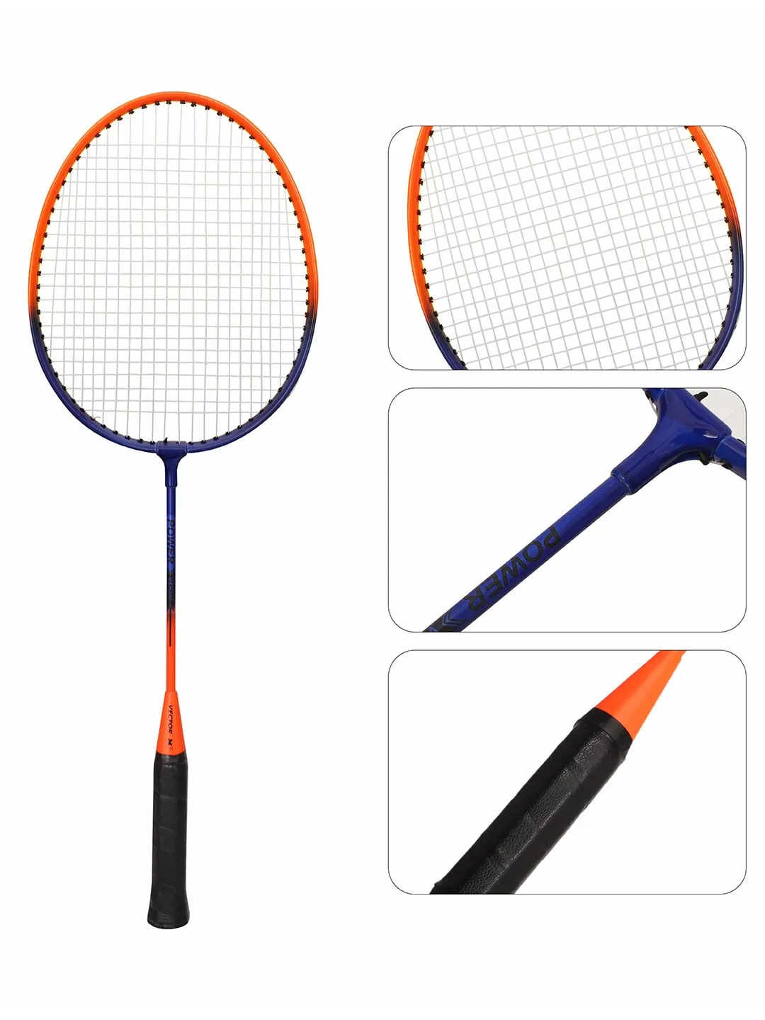 VECTOR X VXB-580 24 inches 2 Racquet & Shuttle Set With Full Cover Orange Strung G4  Badminton Racquet (Pack of 2)