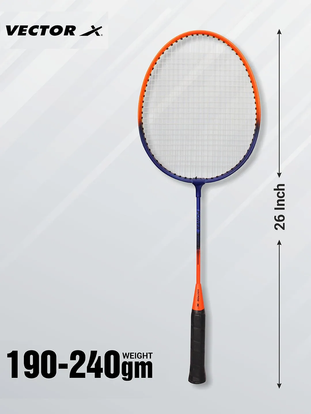 VECTOR X VXB-580 24 inches 2 Racquet & Shuttle Set With Full Cover Orange Strung G4  Badminton Racquet (Pack of 2)