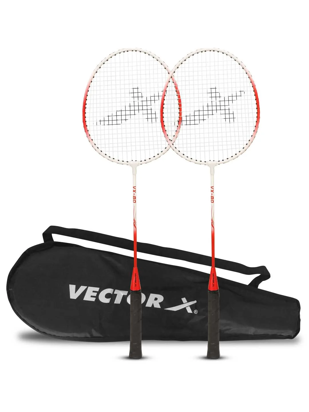 VECTOR X VXB-80 Pack of 2 Racquet with full Cover Red Strung G1 Badminton Racquet (Pack of 2)