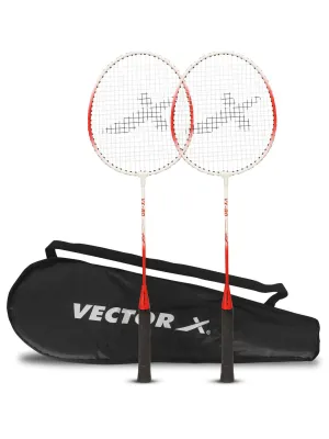 VECTOR X VXB-80 Pack of 2 Racquet with full Cover Red Strung G1 Badminton Racquet (Pack of 2)