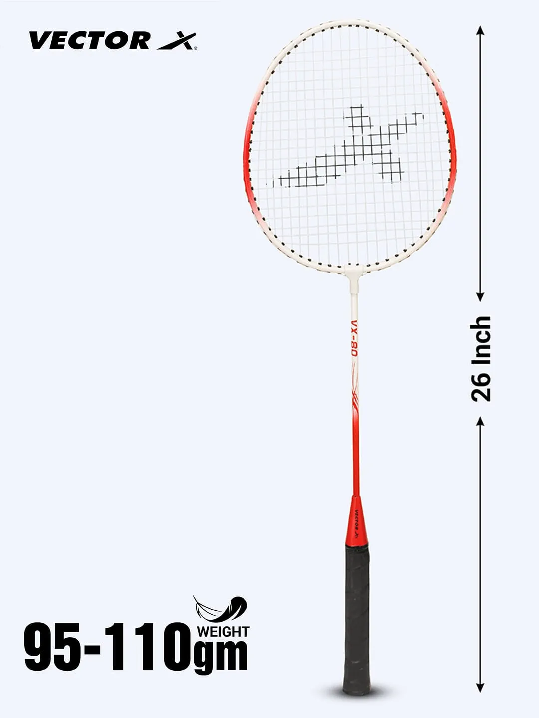 VECTOR X VXB-80 Pack of 2 Racquet with full Cover Red Strung G1 Badminton Racquet (Pack of 2)