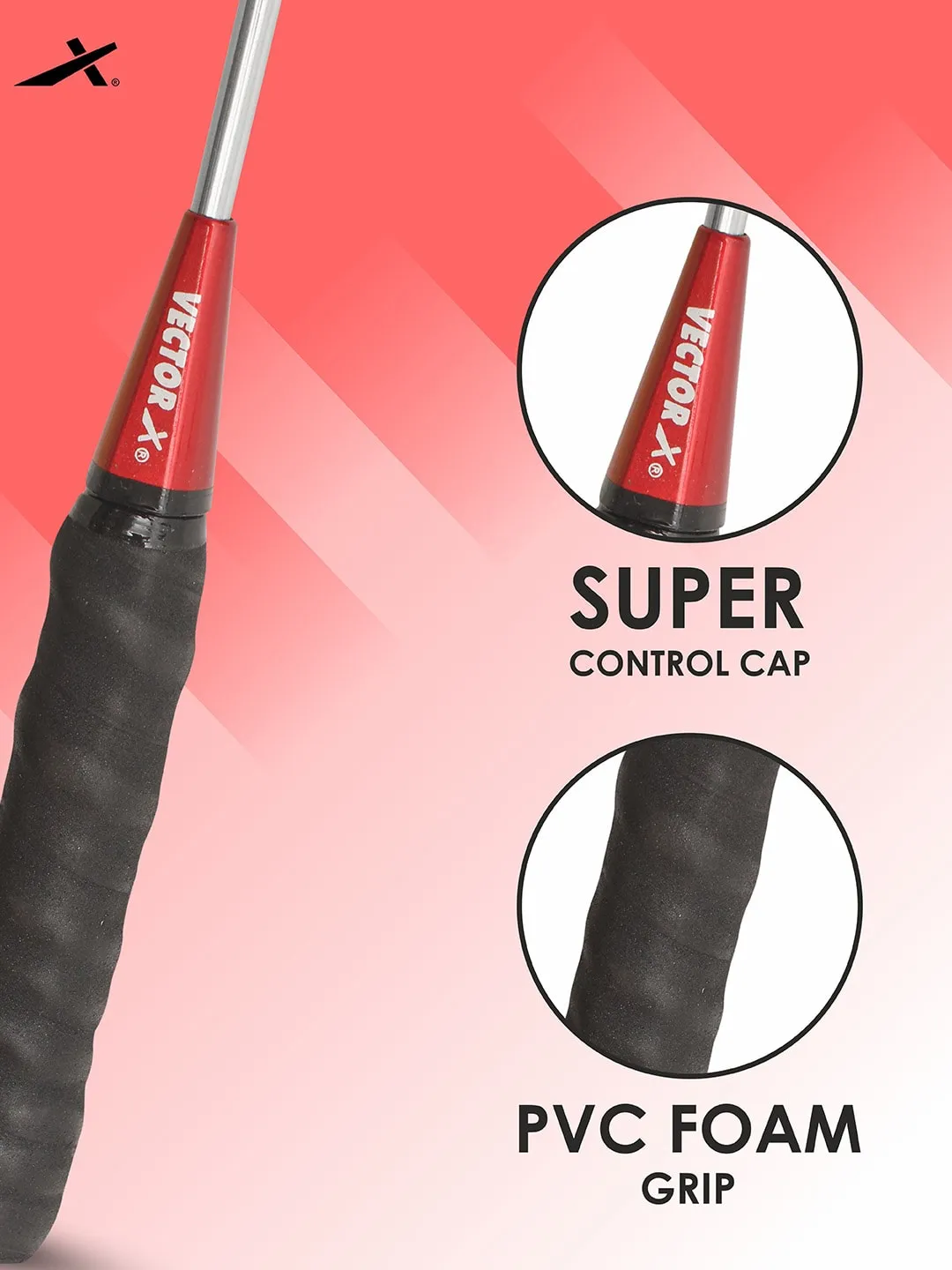 VECTOR X VXB-NICKLE 2 Racquet Set With Full Cover Multicolor Strung G4 Badminton Racquet (Pack of 2)