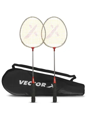 VECTOR X VXB-NICKLE 2 Racquet Set With Full Cover Multicolor Strung G4 Badminton Racquet (Pack of 2)